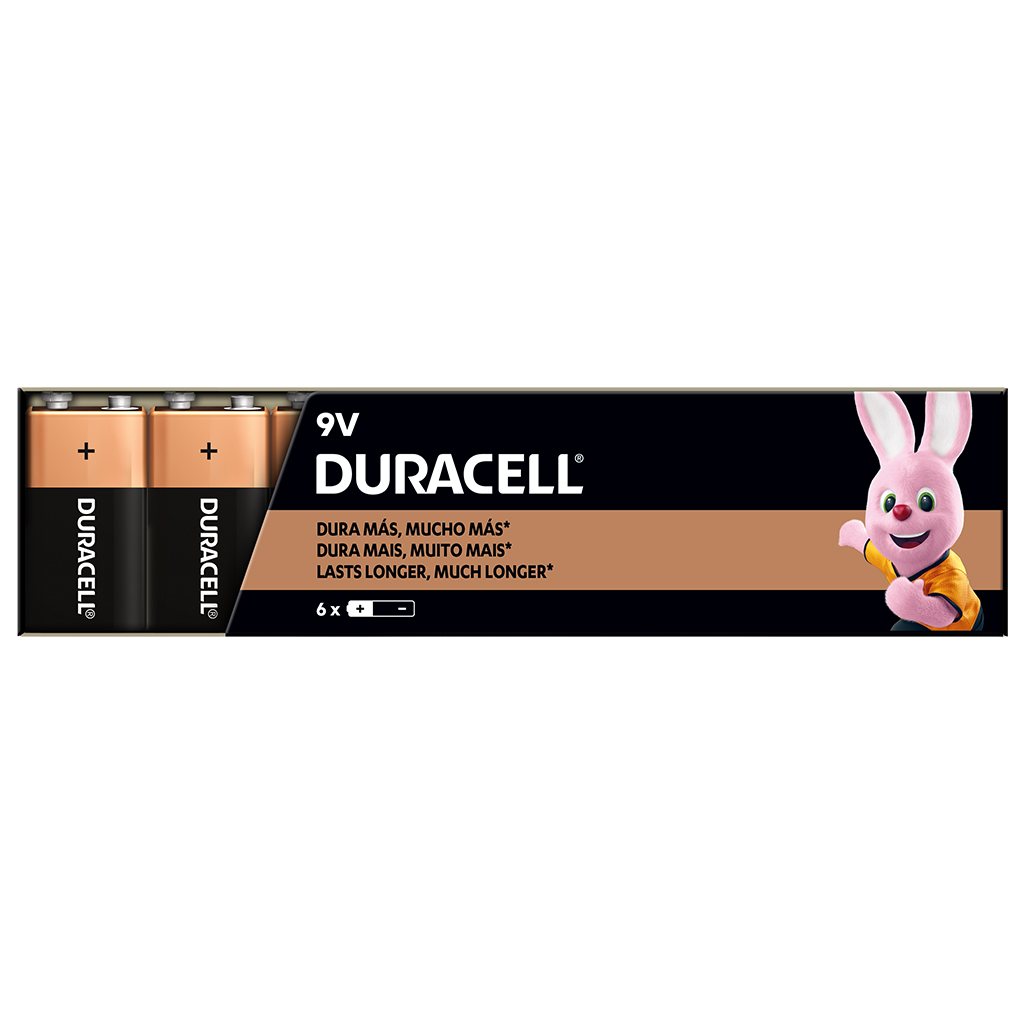 Pila alcalina 9V con 6 piezas - Duracell